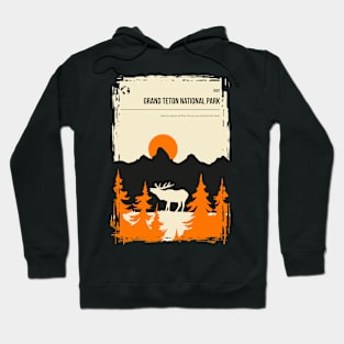 Grand Teton National Park Vintage Unique Travel Poster Hoodie